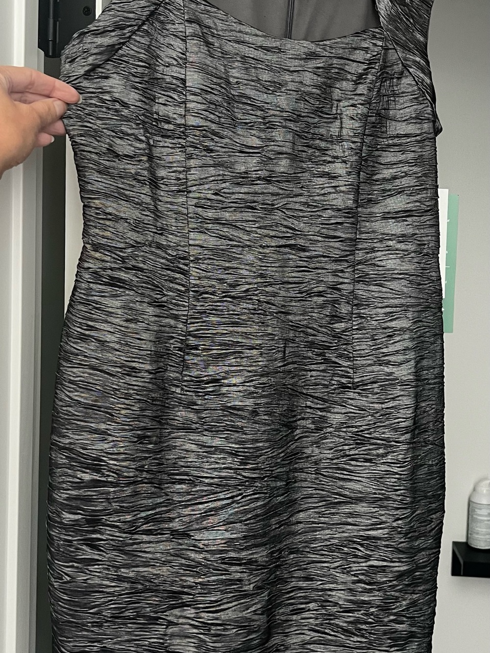 Black/Grey/Silver Textured Cocktail Dress with Subtle Sheen